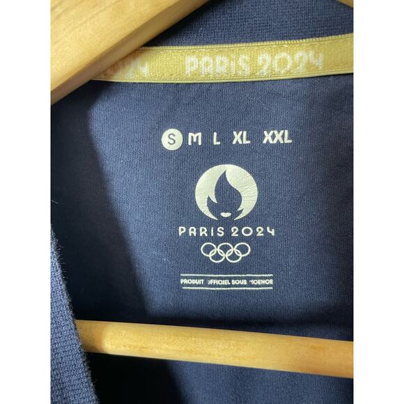 Paris Olympics 2024 Logo T-Shirt Womens Short Sleeve Navy Blue Small - Picture 2 of 6